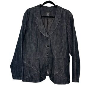🌴 Ashley Stewart 3X NWOT black denim peplum jacket